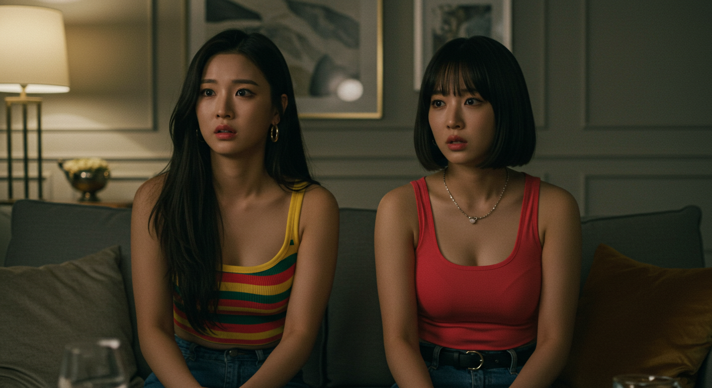 정전에 불안해하는 두 여성