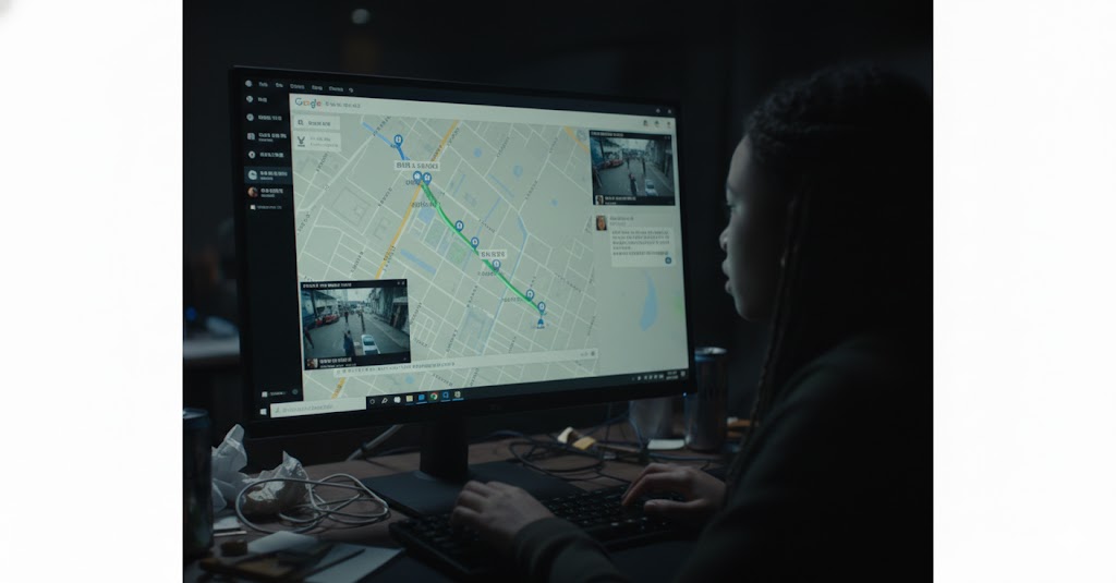 서치2 구글맵 타임라인 추적 장면