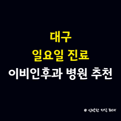 대구 이비인후과 일요일 진료, 후기 좋은 이비인후과 병원 추천