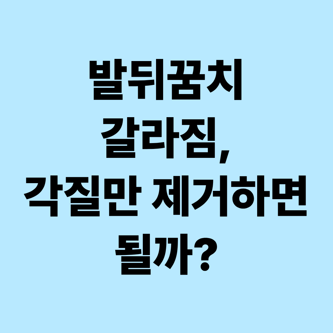 발뒤꿈치 갈라지는 이유 7가지|각질 제거·보습제 선택·무좀 구별법 총정리