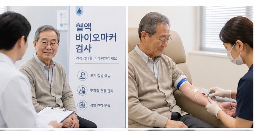 피 한방울로 치매검사인 '혈액 바이오마커 검사'를 하는 시니어