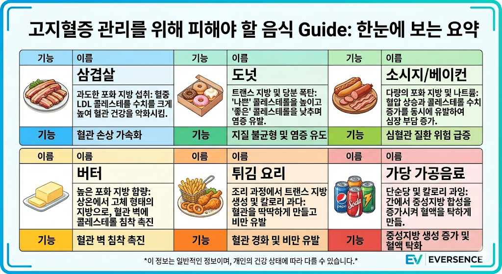 피가 탁해지는 주범! 고지혈증 환자가 반드시 피해야 할 음식 TOP 6