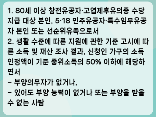 2023 보훈대상자 생계지원금 지원 대상