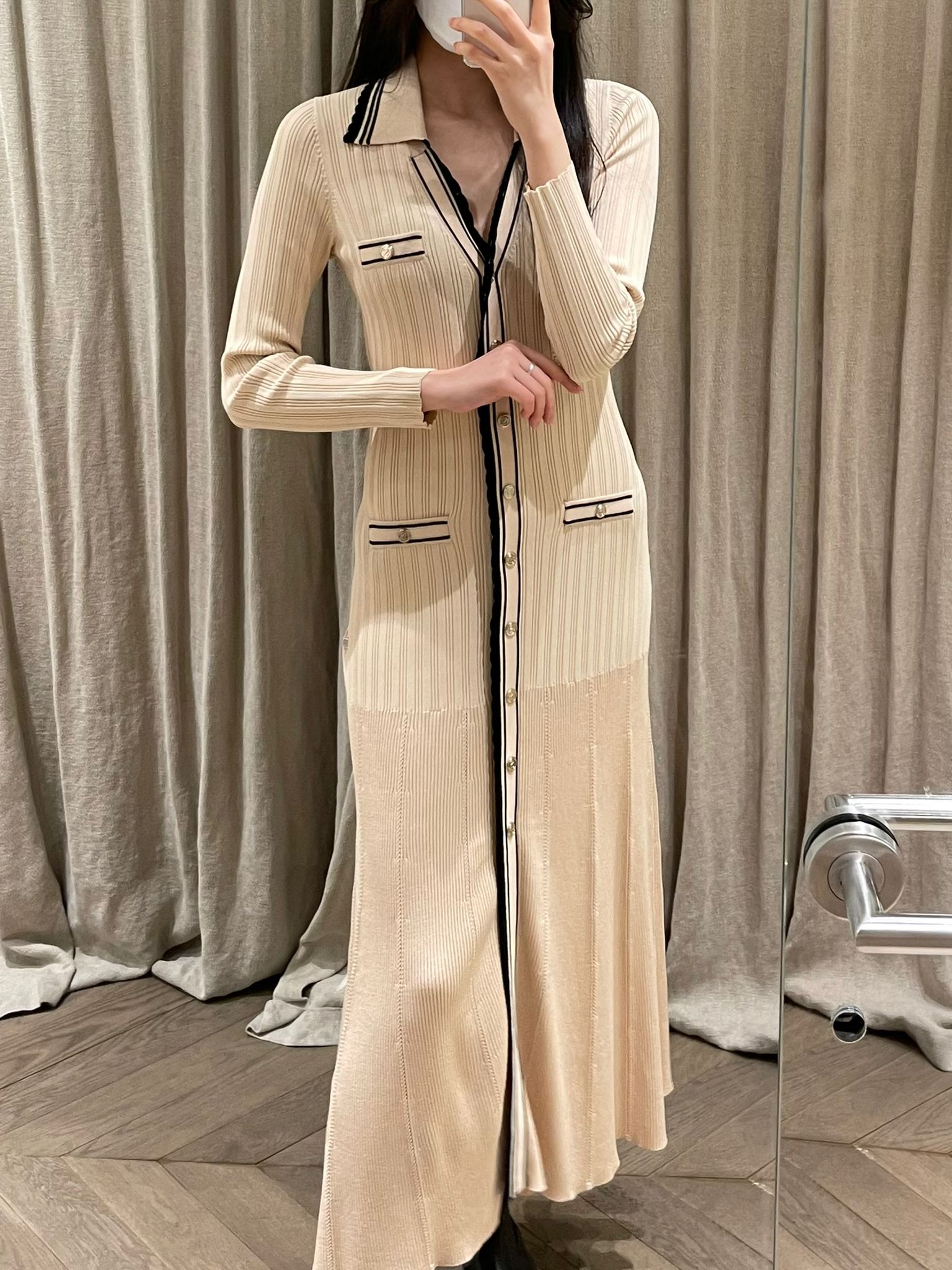 산드로 롱 니트 가디건 니트 원피스