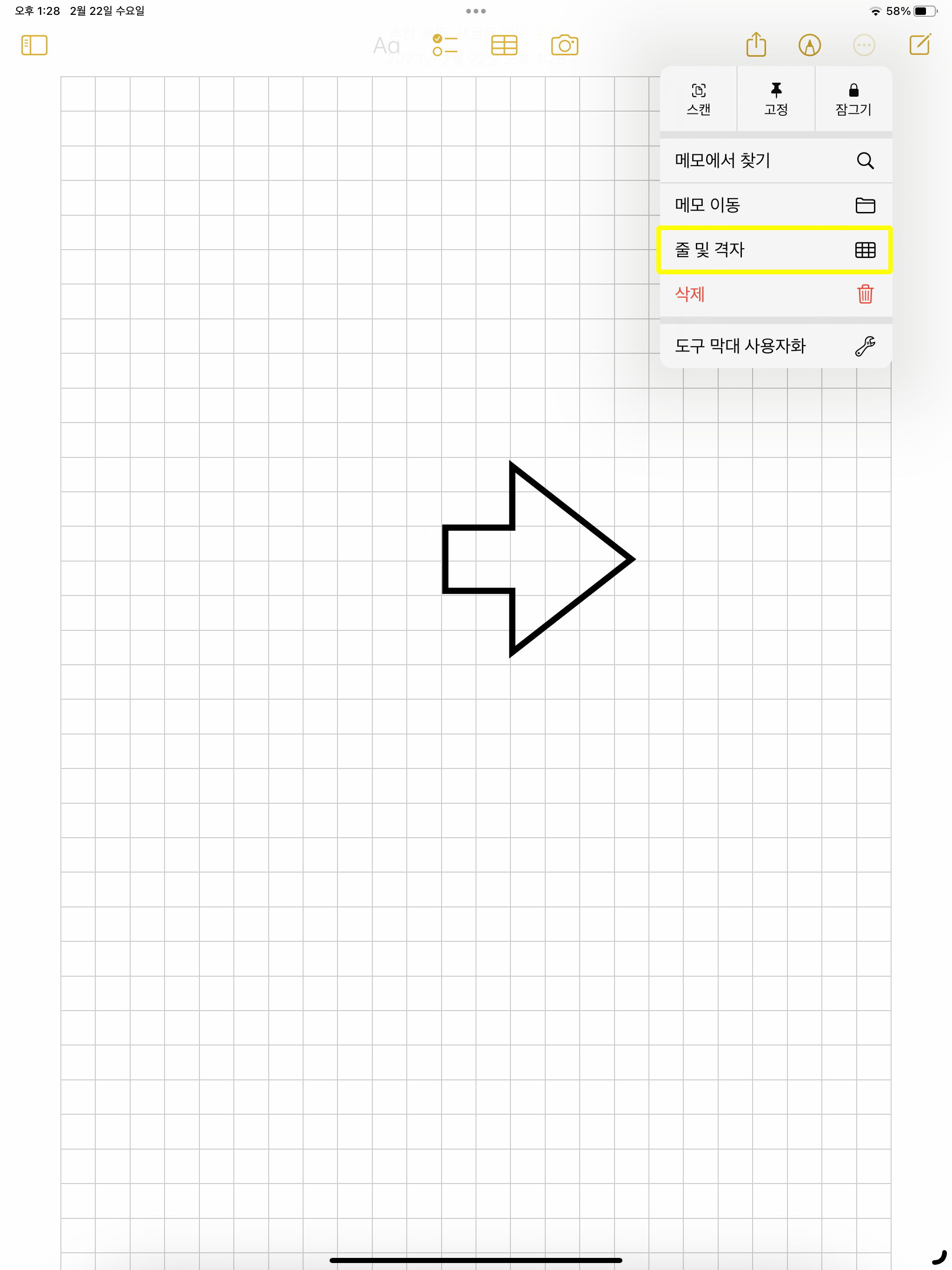 아이패드 줄 및 격자 활용