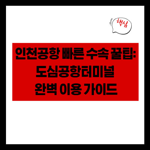 인천공항 빠른 수속 꿀팁: 도심공항터미널 완벽 이용 가이드