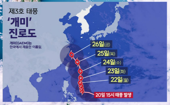 2024년 3호 태풍 개미 실시간 경로 확인! 한반도 상륙 가능성은?