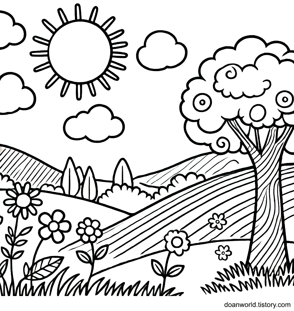 여름 풍경 색칠공부 도안