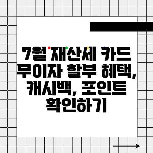 7월 재산세 카드 무이자 할부 혜택, 캐시백, 포인트 확인하기