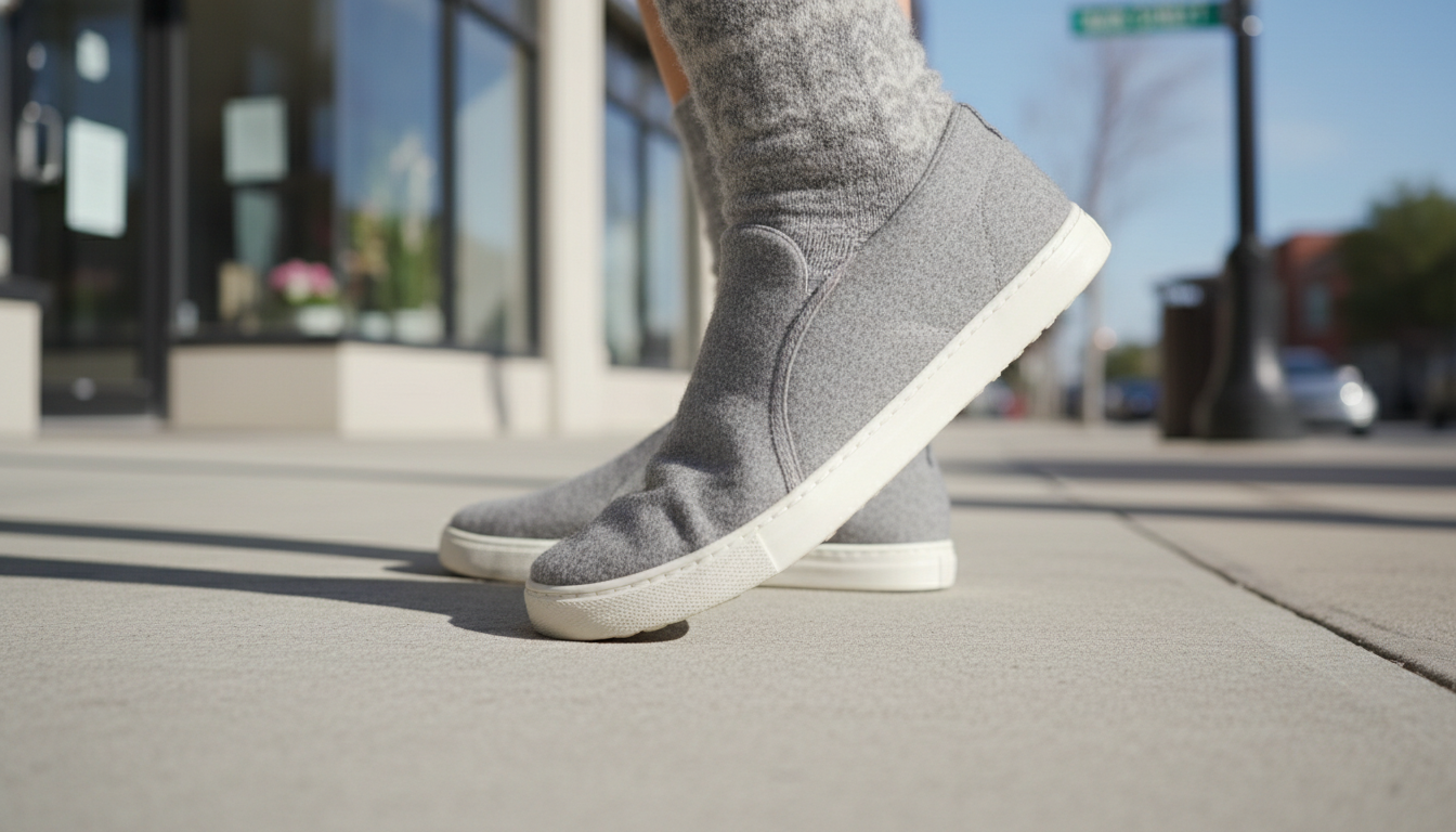 가볍고 신축성이 뛰어난 메리노 울 소재의 르무통 메이트 착용 모습