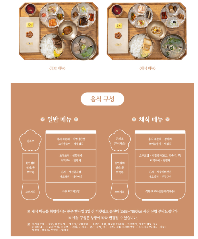 경복궁 별빛야행 - 도슭수라상 음식 구성