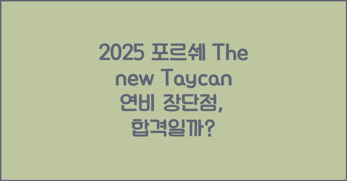 2025 포르쉐 The new Taycan 연비 장단점