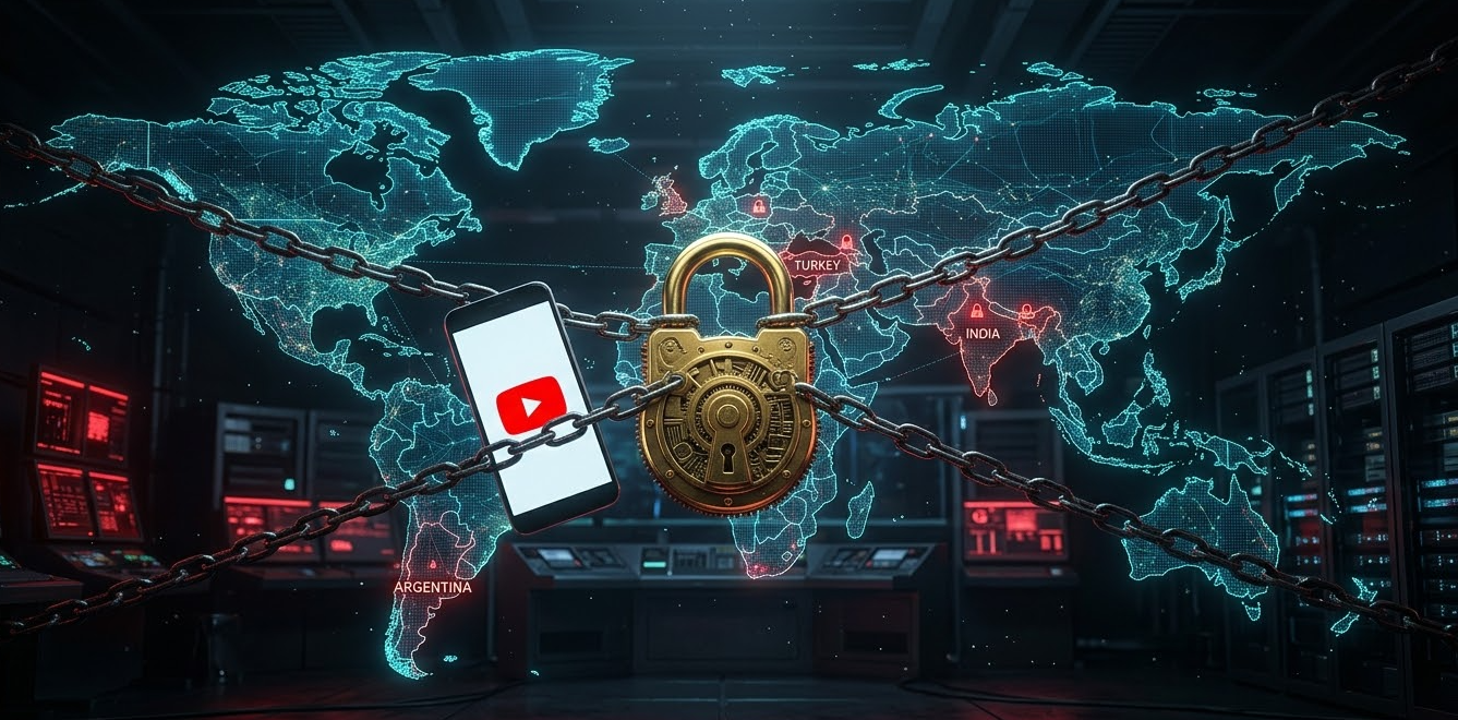 세계 지도 위에서 차단되는 디지털 망명과 OTT 구독 권한의 시각화