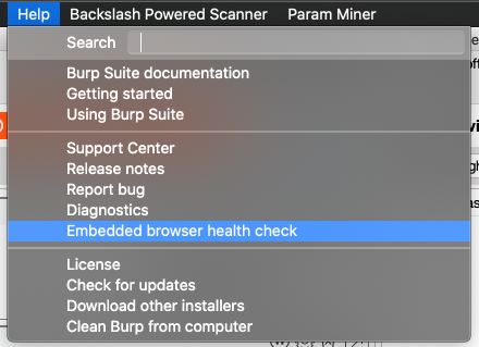 2. Burp Suite 임베디드 브라우저 헬스 체크(Health Check)