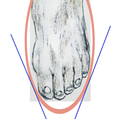 신발과 발의 관계를 설명하는 그림 신발안에 발이 들어갔을때를 설명하는 그림