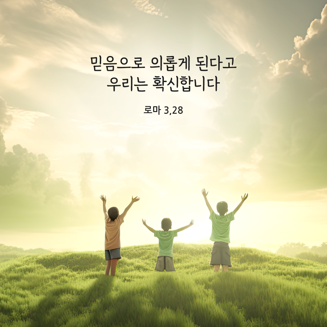 사람은 율법에 따른 행위와 상관없이 믿음으로 의롭게 된다고 우리는 확신합니다. (로마 3,28)