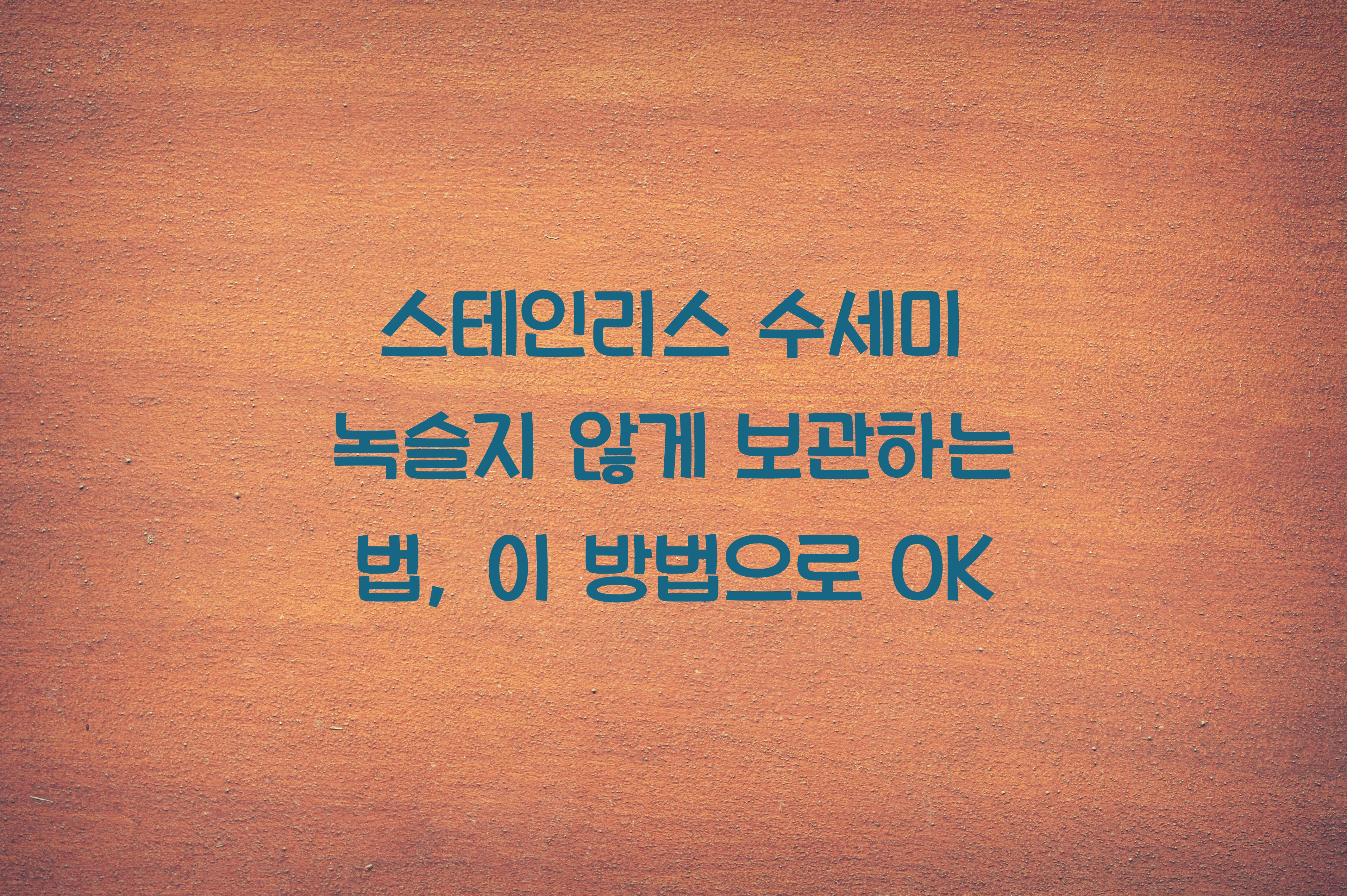 스테인리스 수세미 녹슬지 않게 보관하는 법