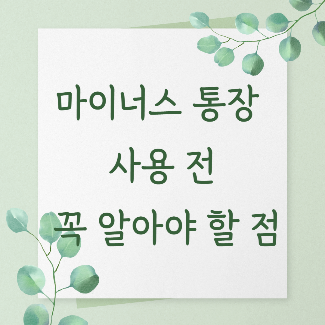 마이너스 통장 사용 전 꼭 알아야 할 점