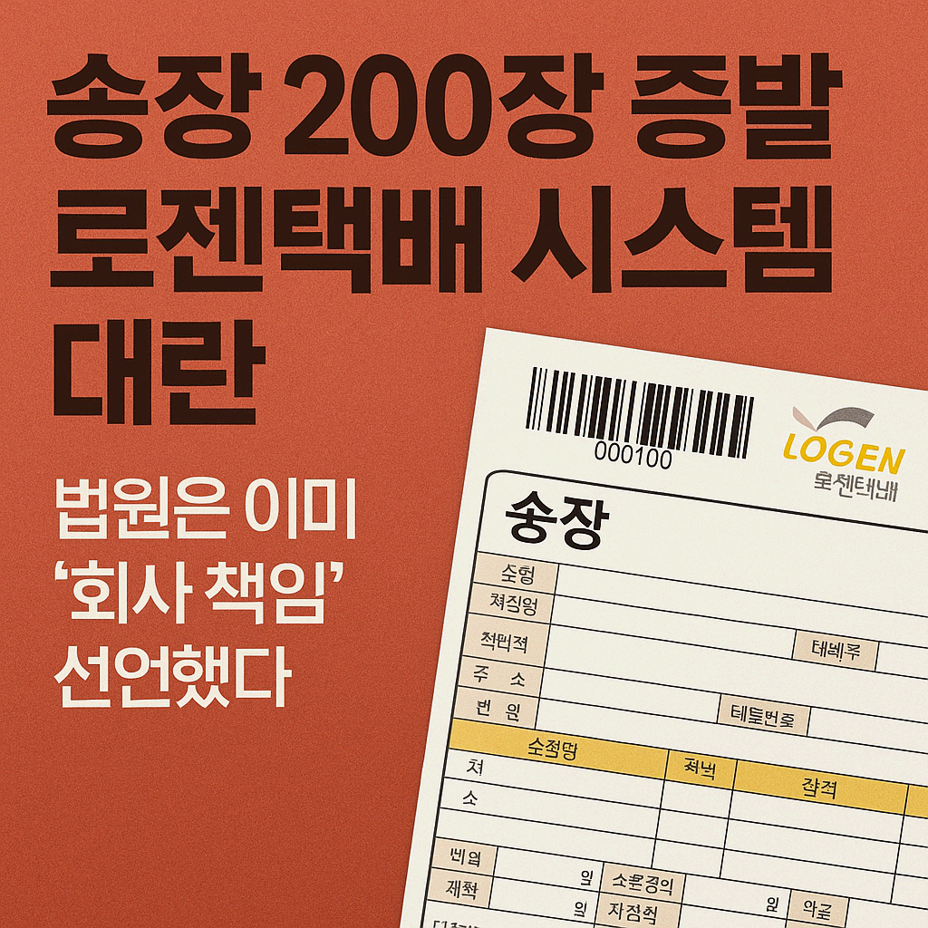 로젠택배 시스템 대란, 송장 200장 증발…법원은 이미 ‘회사 책임’ 선언했다