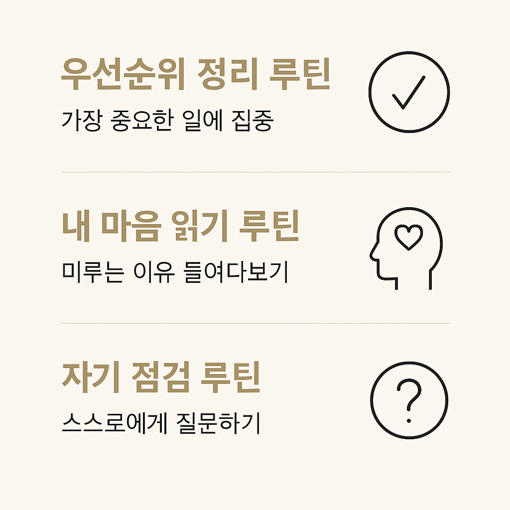 ChatGPT로 아침을 정리하는 루틴 3단계를 한글로 정리한 인포그래픽