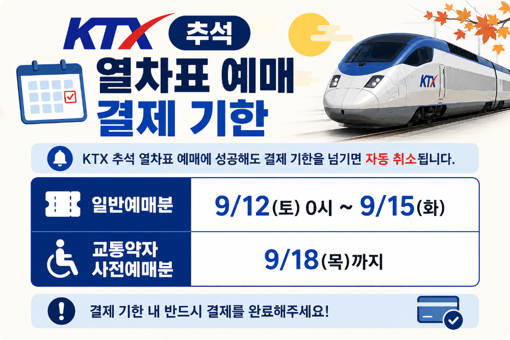 KTX 추석연휴 예매 이미지