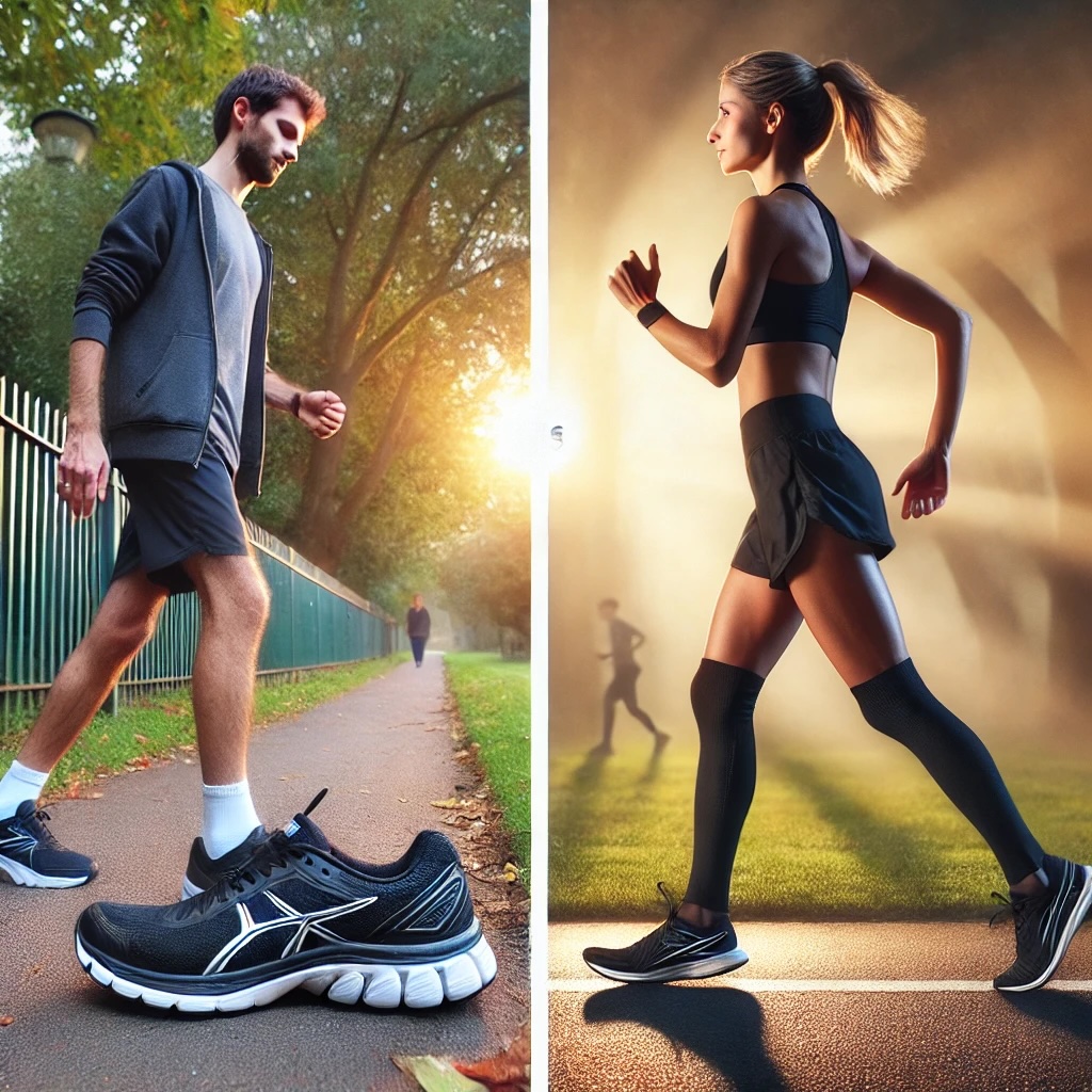 러닝 초보와 고수의 러닝화 선택 기준이 다르다는 점을 보여주는 이미지 사진
