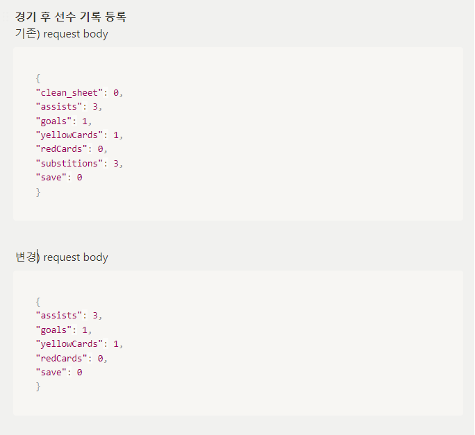 경기 후 선수 기록 등록