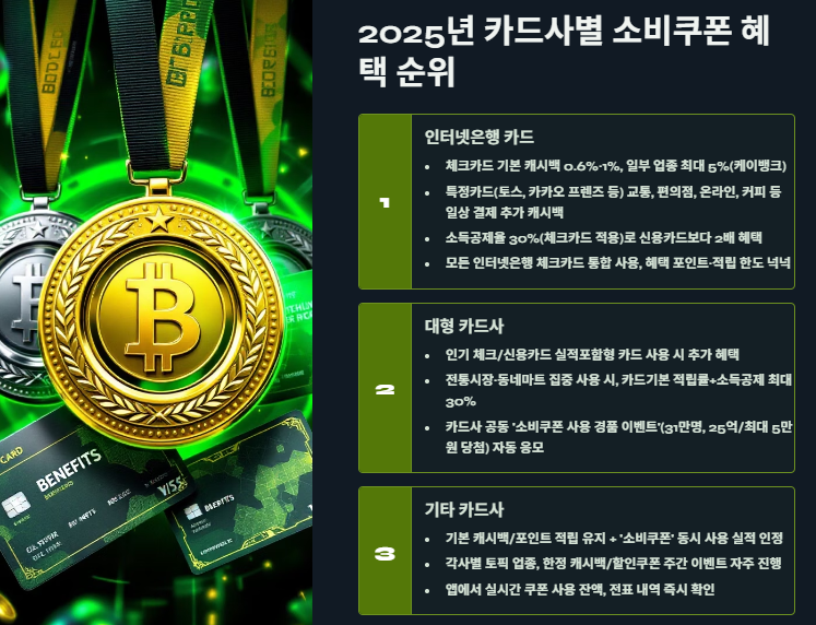 민생회복 소비쿠폰 카드사별 혜택많은순 총정리