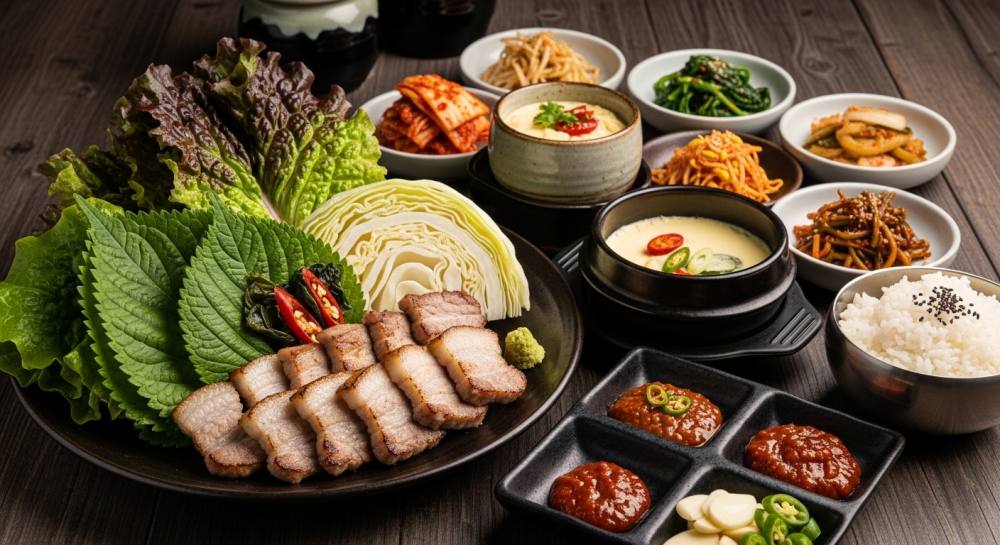고기쌈밥정식 음식 사진