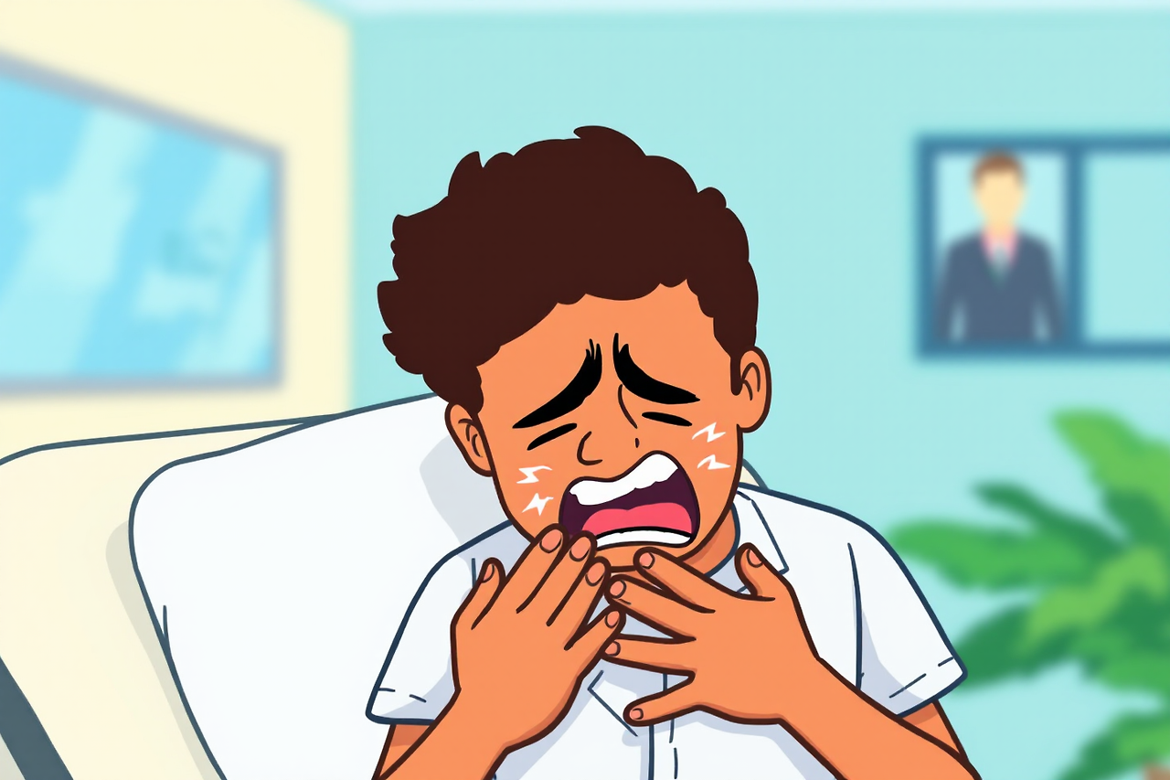 호흡곤란을 보여주즌 의학 일러스트