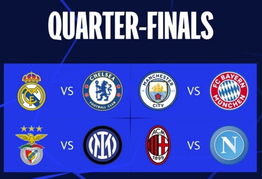 22/23 UCL UEFA 챔피언스리그 8강 진출 팀 레알 마드리드, 첼시, 맨체스터 시티, 바이에른 뮌헨, 벤피카, 인터밀란, AC밀란, 나폴리