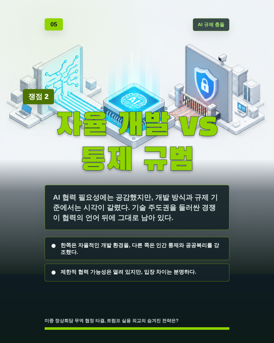 자율 개발 vs 통제 규범