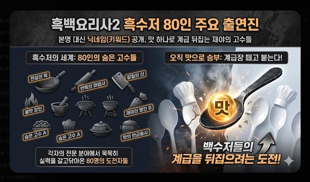 흑백요리사2 출연진 명단 완벽정리!