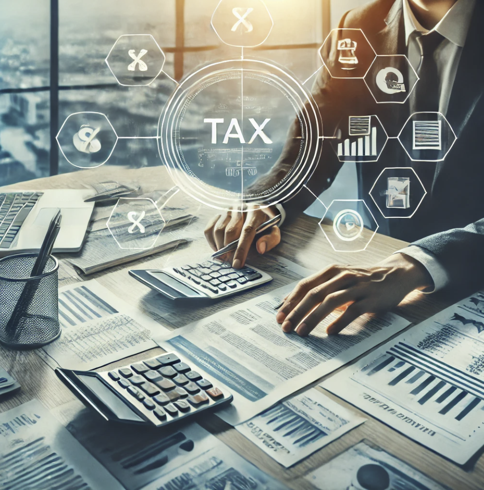 세금 관련 문서를 검토하는 전문적인 모습