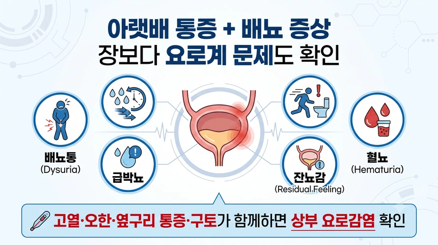 배뇨 증상으로 인한 아랫배통증 증상 설명