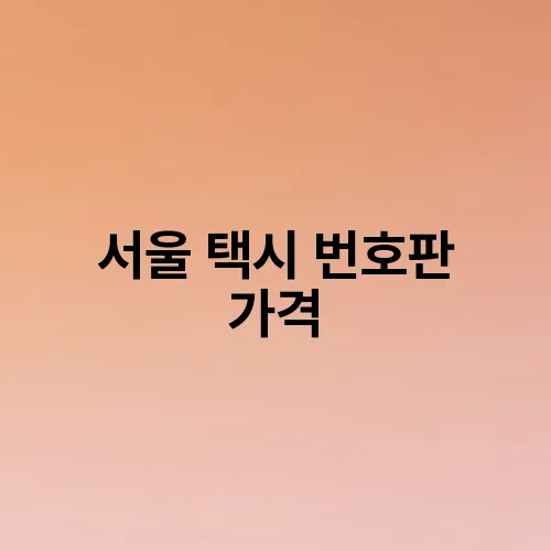 서울 택시 번호판 가격