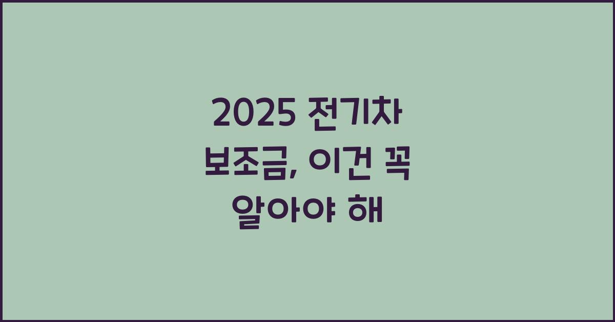 2025 전기차 보조금