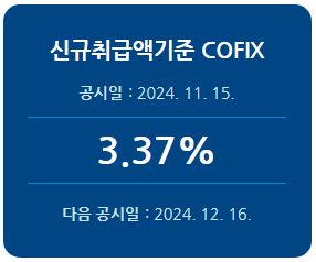 2024년 11월 신규취급액기준 코픽스 기준금리