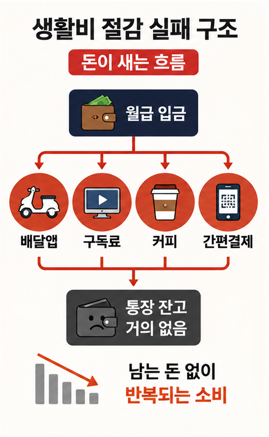 생활비 절감 소비 구조 이미지