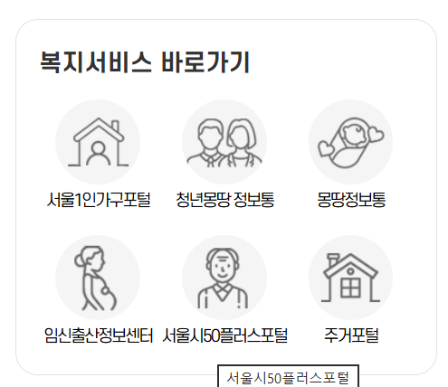 서울 복지포털 인터넷 홈페이지 (복지서비스)