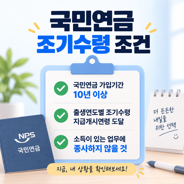 2026 국민연금 조기수령 조건 가입기간 10년 이상 안내