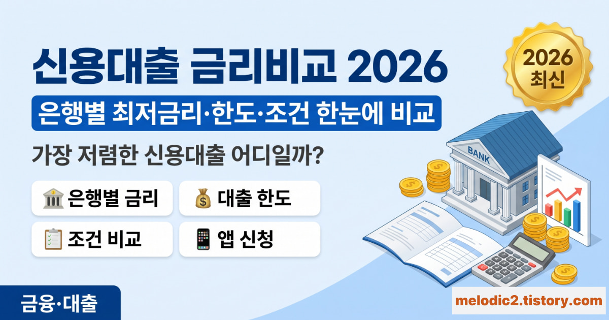 2026 신용대출 금리비교 은행별 최저금리 한도 조건 안내