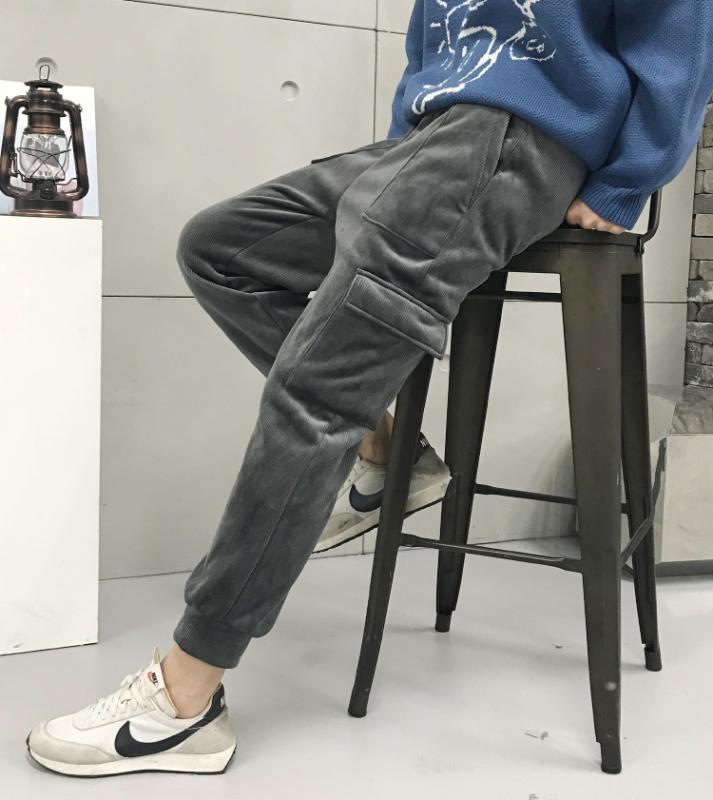 남자조거팬츠 코듀로이 기모 본딩 겨울 조거팬츠 스판 포켓 카고바지