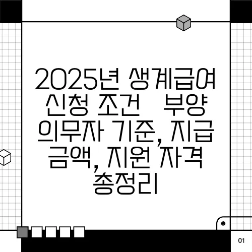 2025년 생계급여 신청 조건 – 부양 의무자 기준, 지급 금액, 지원 자격 총정리