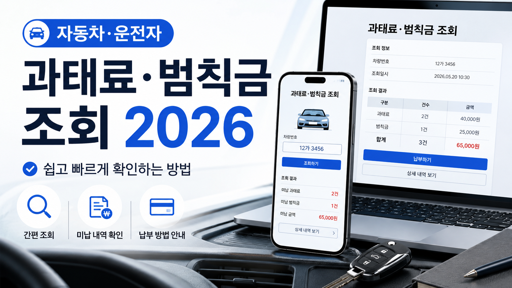 교통 과태료&middot;범칙금 조회 2026｜이파인 최근단속내역&middot;미납&middot;벌점 확인방법