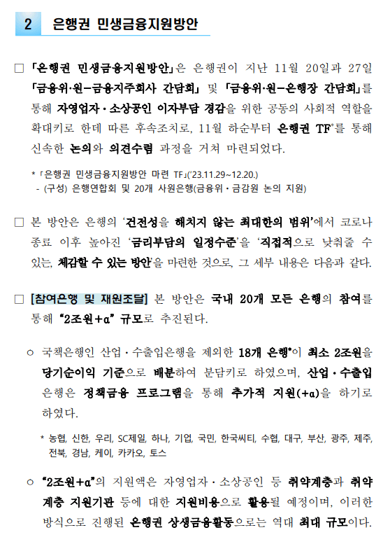 민생금융지원