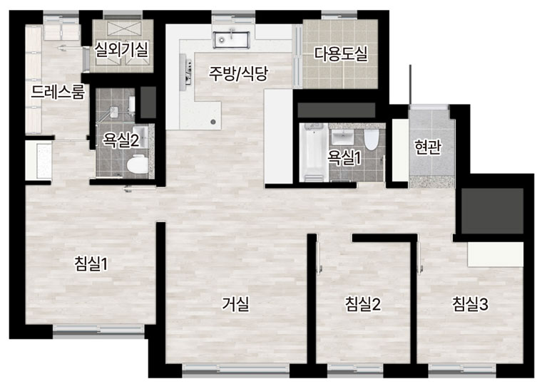 롯데캐슬 위너스포레 59A 타입 평면도