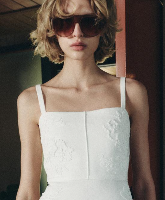 자수 미디 원피스