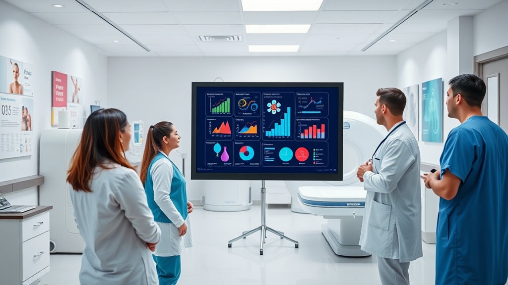 병원에서 비만 분석하는 의사들