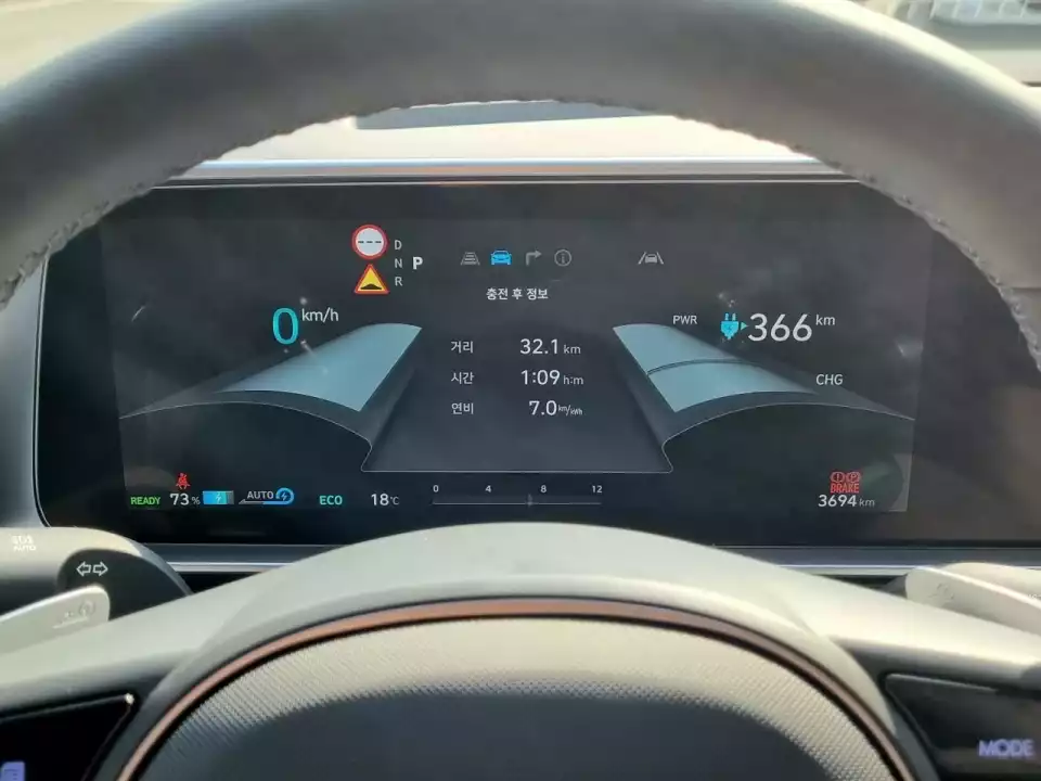 아이오닉 6 롱 타임 시승 직후 기록된 주행 정보입니다.